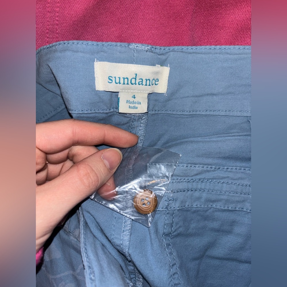 NWOT Sundance Bastille Easy Blue Floral Button Pants Tie Spring Cotton Sz 4 - Picture 6 of 7